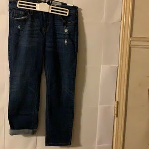 Cosmic Blue Love cropped distressed jeans